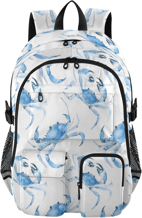Bolaz Backpack 14 Inch Watercolor Crabs Travel Laptop Computer Bag Sturdy School Bag College Bookbag