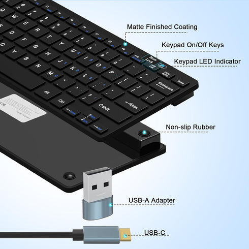 Ultra-Slim 78keys USB-C Mini Wired Keyboard with Media Hotkeys for Apple Mac Pro, MacBook, iMac, Windows Desktop PC