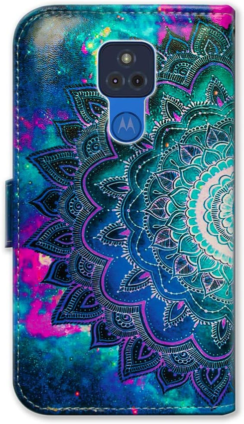 Case for Moto G Play 2021 - Mandala Flower Space Leather Flip Phone Wallet Cover with Card Slot for Motorola
