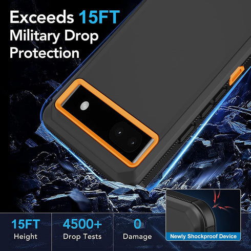 Shop Google Pixel 6A Case - Heavy Duty, Rugged, Shockproof, Dustproof, with Built-in Screen Protector - Orange.