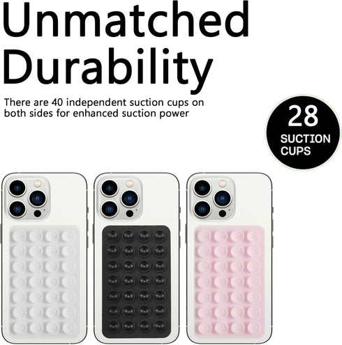 DreamsLink.LC Silicone Double-Sided Suction Phone Case Detachable Mount, ASMR/Fidget Sticky Phone Grip Hands-Free Phone