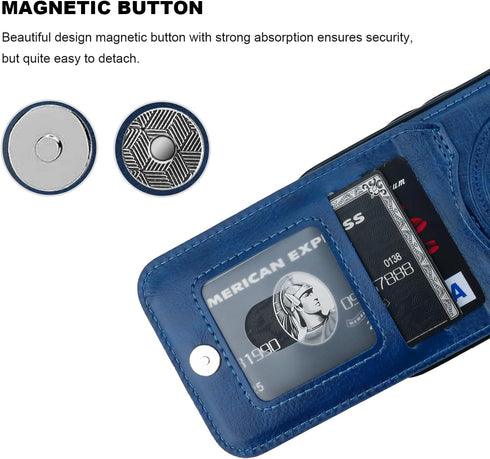 KIHUWEY 17 6.3 Inch for iPhone Case Wallet Compatible with MagSafe Wireless Charging, Credit Card Holder, RFID Flip