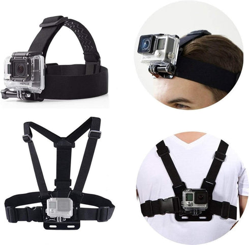 Chest Mount Harness Chesty Vest Head Mount Strap for Action Camera Compatible with GoPro Hero 11, 10, 9, 8, Max