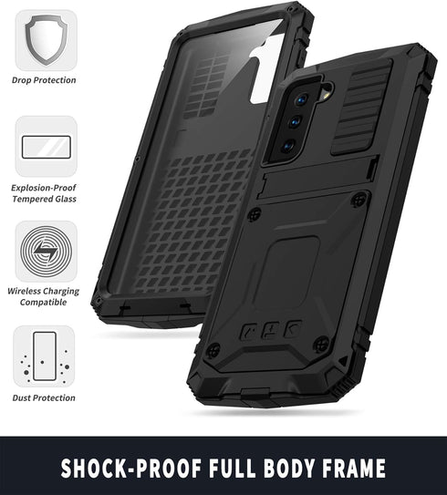 MIYI Waterproof Case for Samsung Galaxy S21 Plus/S21+ 5G, Heavy Duty Military Protector Cover, Black