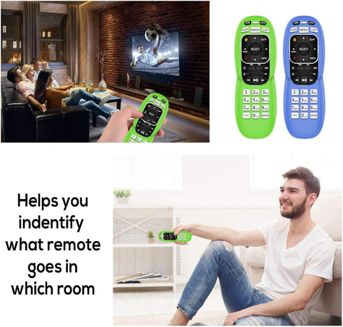 2 Packs Remote Silicone Cover for DirecTV, Anti Slip Shockproof Protective Cover with Lanyard (Glowing Blue/Green)