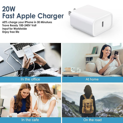 iPhone 15 Fast Charger Block, ?3Pack?20W USB C Wall Charger Super Fast Charging Block for iPhone 15 Pro Max/14/13/12