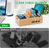 Bamboo Charging Station for Multiple Devices, Desk Organizer with Drawer & Tray, Wood Docking Station, 6 Cables