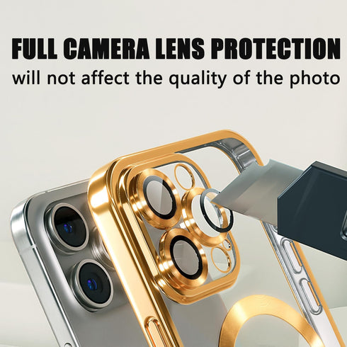Misscase Gold iPhone 14 Pro MagSafe Case with Camera Lens Protector, Full Protection Clear Magnetic Anti-Scratch Cover