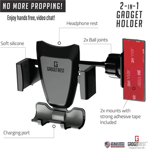 2-in-1 Monitor/Laptop Phone Holder & Headphone Hook Clip - Gravity Side Mount by GadgetRest