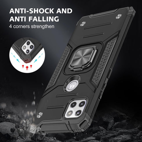 Motorola Moto One 5G Ace Case, Military Grade Shockproof Cover with Built-in Kickstand for Men Women, Black
