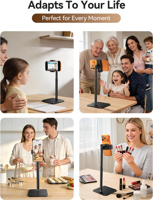 tounee 8-11" 17/16/15, 4-7" Phone Stand for Desk, Height Adjustable Cell Phone Holder for Live Streaming, Video