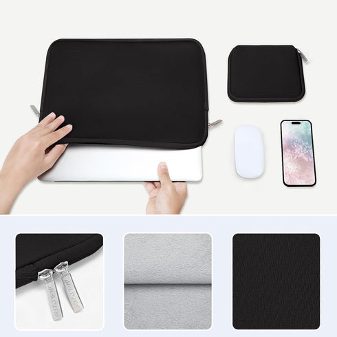 MOSISO Laptop Sleeve for MacBook Air/Pro, 13-13.3 inch Notebook, Neoprene Bag with Small Case, Black