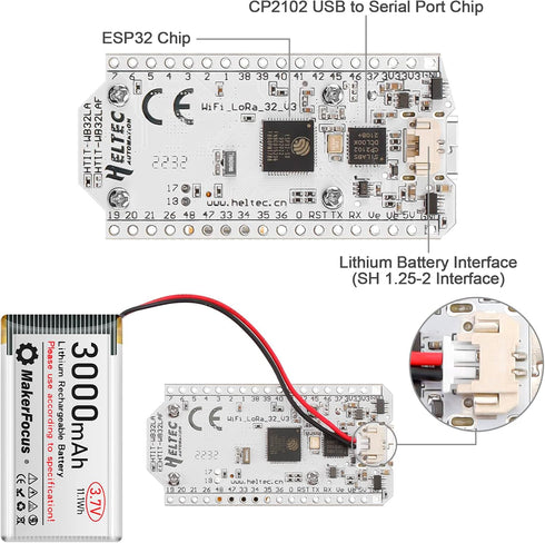 MakerFocus ESP32 Development Board SX1262, 863 928MHz LoRaWAN, WiFi Bluetooth, Dual Core with 0.96" OLED Display