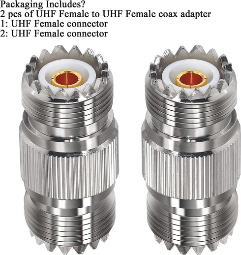 2PCS PL259 UHF Coax Adapter Cable Gender Changers, SO239 Coax Connector Female to Female for CB Radio