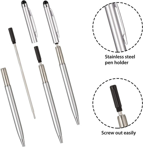 32 Pieces Stylus Pen for Touch Screens - 2 in 1 Universal Ballpoint Fine Tip Metal Pens, Black Ink for Most Capacitive
