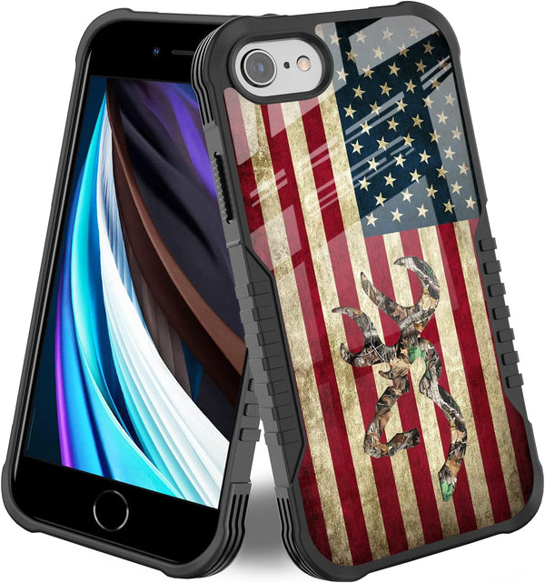 Heavy Duty Protection Case for iPhone SE 2022/2020/3rd/2nd, Shockproof Bumper, Anti-Scratch, Cool Camo Deer