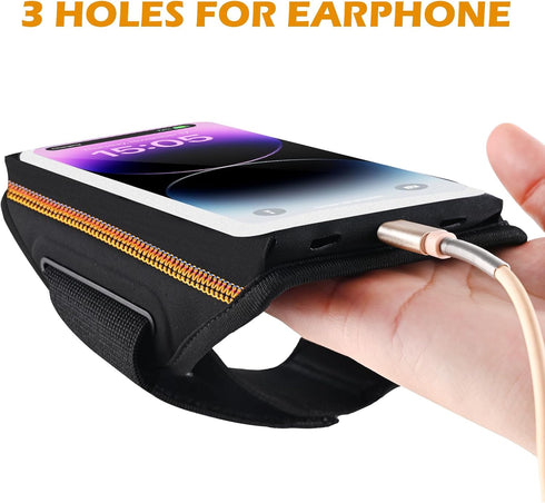 Phone Armband for Running, 3D Design Cell Phone Armband with Zipper Pocket for Earbuds, Water Resistant Sport Arm Band