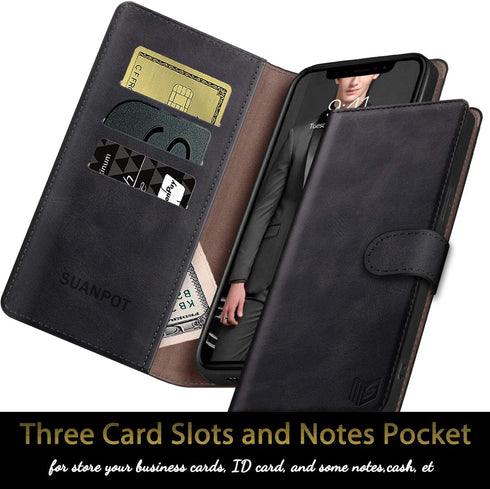 SUANPOT Leather Wallet Case for Samsung Galaxy S20 Ultra 6.9" (NON S20/S20+) Black, RFID Card Holder, Shockproof