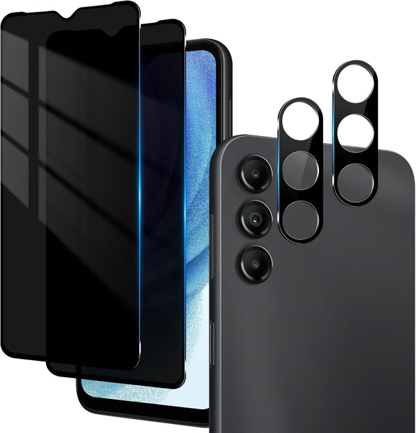 Samsung Galaxy A15 5G Privacy Screen Protector 2+2 Pack with Camera Lens Protector, Full Coverage, Case Friendly.