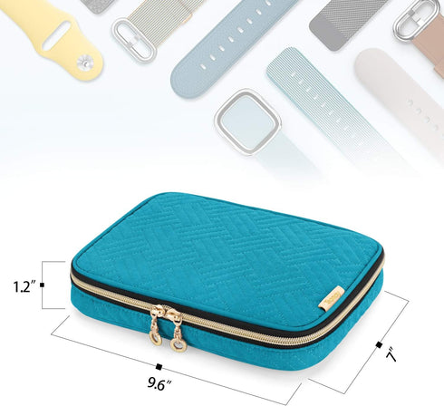 Teamoy Watch Storage Case, Holds 12 Straps, Travel Organizer Bag for Apple and Smart Watch Bands, Teal