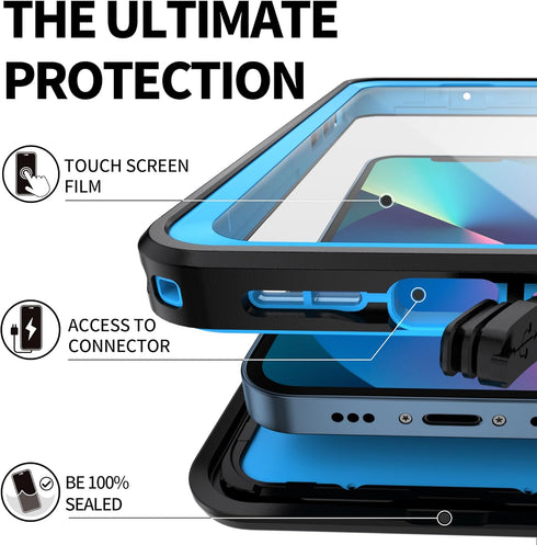 BEASTEK Waterproof Case for iPhone 13, NRE Series Shockproof Dustproof Underwater IP68 with Built-in Screen Protector,