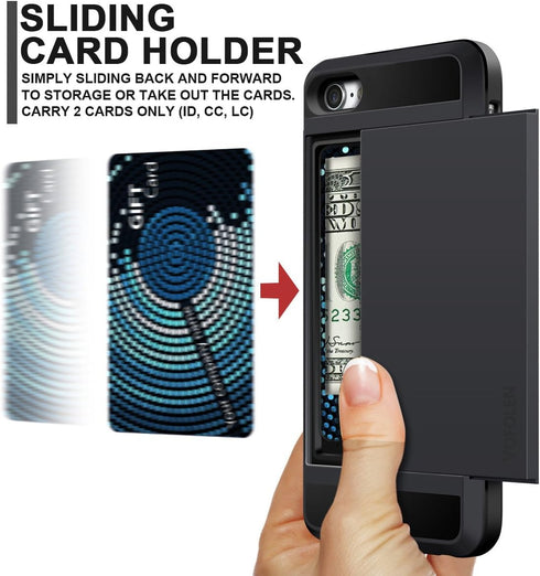 Vofolen iPhone SE 2020 Case, Wallet Credit Card Holder, Anti-Scratch Dual Layer Hybrid Bumper Armor Cover for iPhone 8
