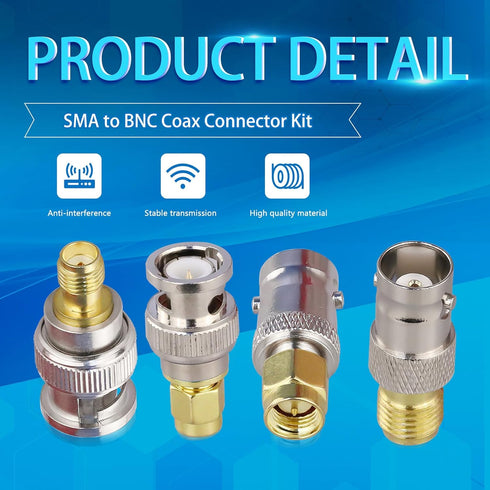 4PCS SMA to BNC Antenna Coax Adapter Connector, SMA Male Female to BNC Male Female Coaxial Adapters for SDR