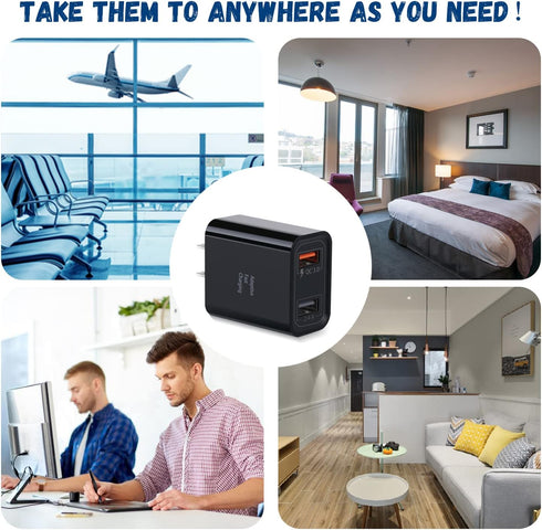 Quick Fast Charge 3.0 USB Wall Charger - Costyle 5 Pack 30W Dual USB Power Adapter for iPhone 11 XS XR, Galaxy S10 S9,