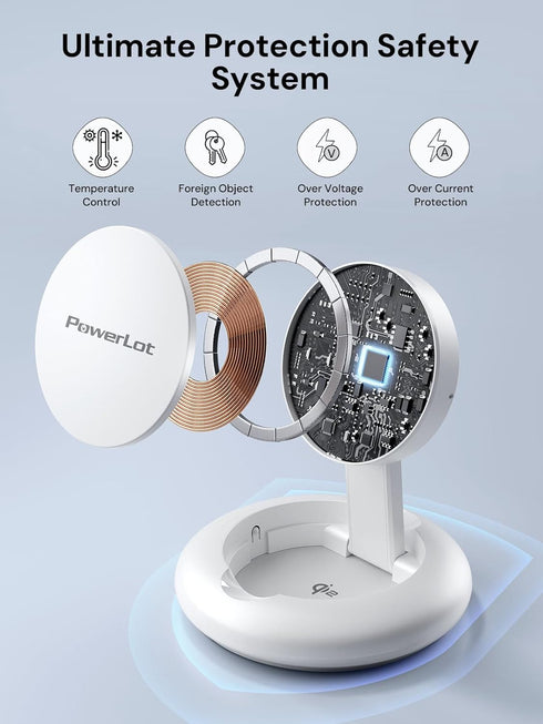 PowerLot Wireless Charger, 15W Fast Qi2-Certified Charging Station for iPhone 16/15/14/13/12, 20W PD Charger