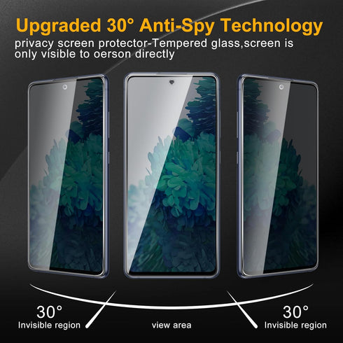 3 Pack Privacy Screen Protector for Samsung Galaxy S20 FE, Anti Spy Tempered Glass, 9H Hardness, Bubble Free,