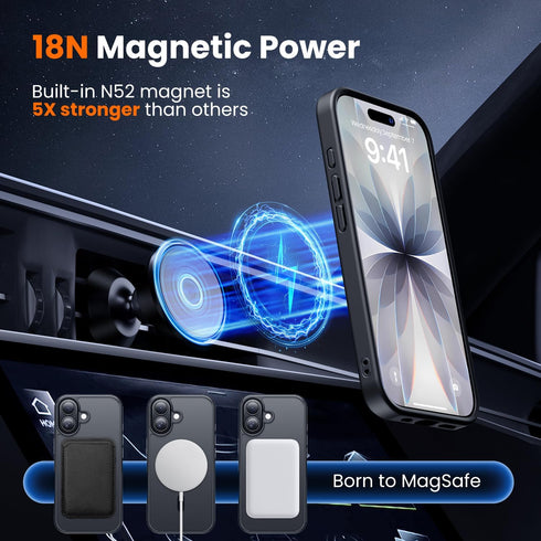 toushion 3 1 17 Protector*1 Protector*1,Matte in for iPhone Case Matte Black,Fits MagSafe, Screen Camera Lens Skin