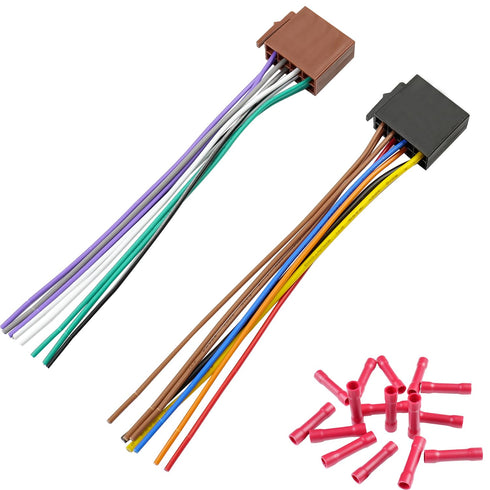 ISO Stereo Wiring Harness Kit with 16Pin Power Speaker Adapter, Car Radio Wire Harness Butt Connector