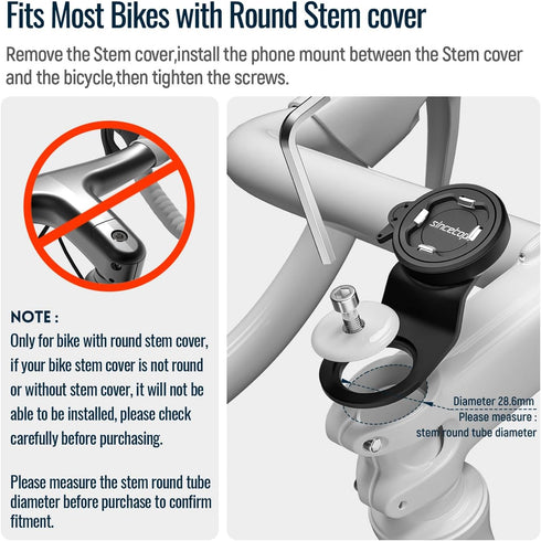 sincetop Bike Phone Mount - Universal Aluminum Handlebar Phone Holder for Mountain Road Bikes, Quick Attach/Release