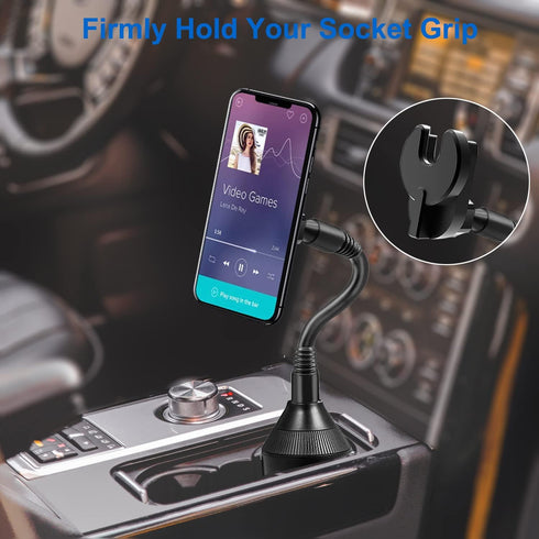 Car Phone Holder for Pop Socket - Flexible Gooseneck Car Mount Compatible with iPhone Samsung and Any Smartphones