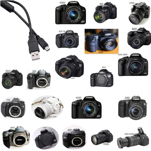 Replacement UC-E4 USB Charging Cable for Canon EOS 10D 20D 30D 300D 350D 40D 400D 450D 5D2 5D3 500D 6D 60D 600D 650D
