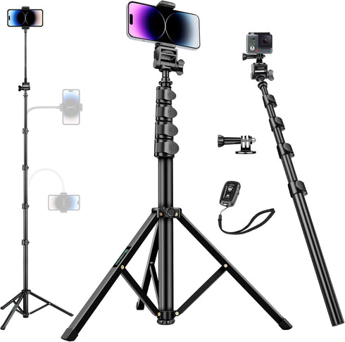 Nineigh 80" Phone Tripod, Selfie Stick Cellphone Tripod, Aluminum Tripods Stand for Video