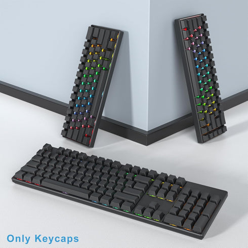 Fogruaden Blank Keycaps, Thick PBT Cherry Profile, Minimalist Grey Black Keycaps Set with 7U Spacebar for Mechanical