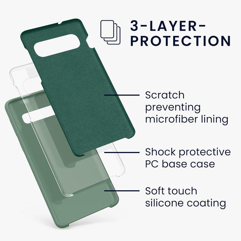 kwmobile Case for Samsung Galaxy S10, TPU Silicone Phone Cover with Soft Finish, Forest Green