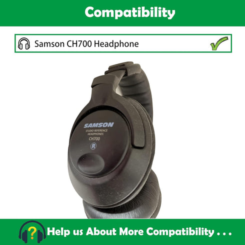 Premium Replacement Earpads Cushions Compatible with Samson CH700 CH-700 Headphones Ear Pads with Softer Protein Leather and Memory Foam