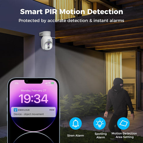 Hiseeu 3MP Dual Lens Security Camera Wireless WiFi 2.4GHz Outdoor, 10X Zoom, Full Color Night Vision, IP66
