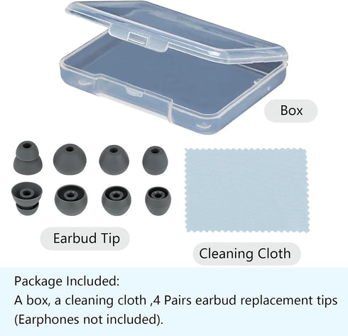 Silicone Replacement Earbud Tips Compatible with Powerbeats Pro, 4 Pairs Dark Gray Rubber Tips for Headphones