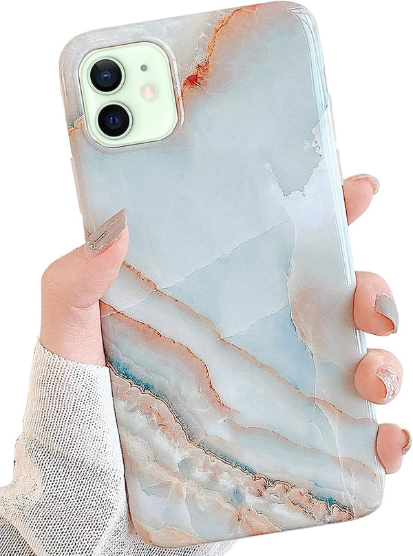 J.west iPhone 12/12 Pro Case 6.1-inch, Luxury Grey Marble Design, Ultra Slim Thin Flexible Soft Rubber TPU Cover for