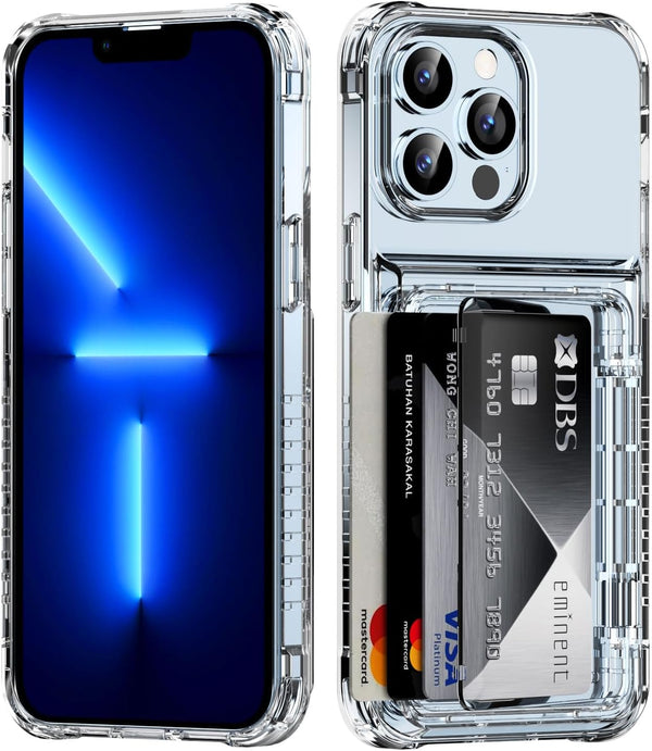 iPhone 13 Pro Max Clear Wallet Case - Heavy Duty, Shockproof, Anti-Scratch, Anti-Yellow, with Credit Card Holder, 6.7"