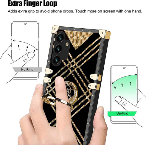 KuDiNi Samsung Galaxy A13 5G Case, Black Flower Retro Elegant Classic Luxury Edge Full Protection with Kickstand