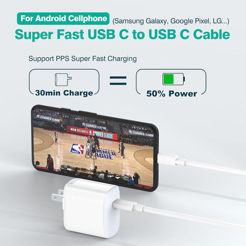 2 Pack 6.6ft USB C to USB C Cable for iPad Pro, iPad Air, MacBook, iPhone 15 Pro Max, Pixel, Samsung - Fast Charging