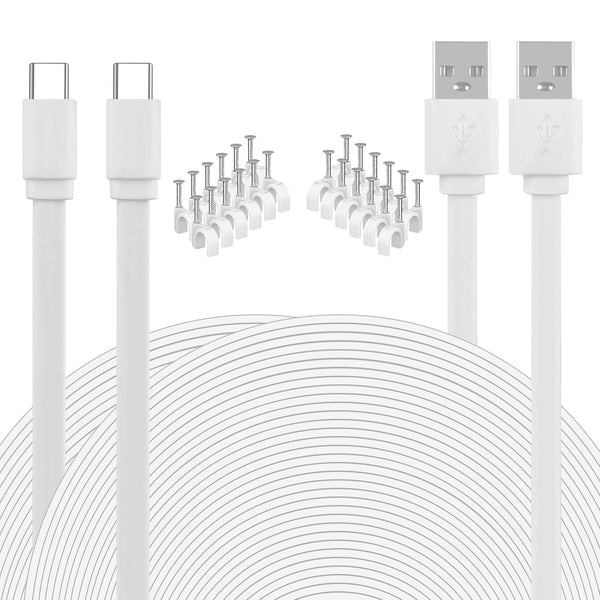 2 Pack USB C Cable for Security Camera, Type C Charging Cord 33FT/10M, Compatible with Yi Home CCTV Cam