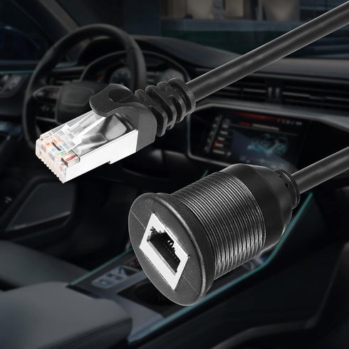 SinLoon RJ45 Panel Flush Mount Cable 3FT RJ45 Male to Female Car Flush Mount Cable Cat6A Cable for Car Truck Boat Motorcycle Dashboard Computer etc