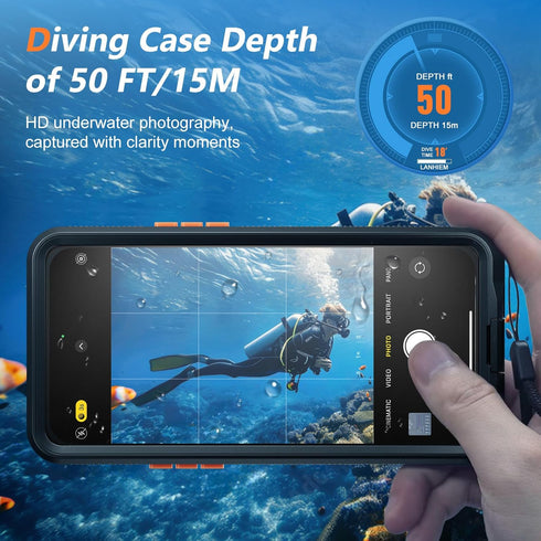 Mitywah Waterproof Case for iPhone, Underwater Snorkeling Diving Phone Case for iPhone 15 14 13 12 /15Pro 14Pro 13Pro