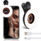 Macro Lens for iPhone and Android with Mini Clip Ring Light - Portable Rechargeable Dimming for Smartphone Photography