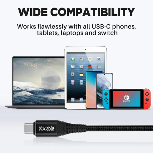 USB C to C Cable 100W 2 Feet (2 Pack), Nylon Braided USB Type C Charging Cable, 5A Fast Charging for iPhone 15, MacBook
